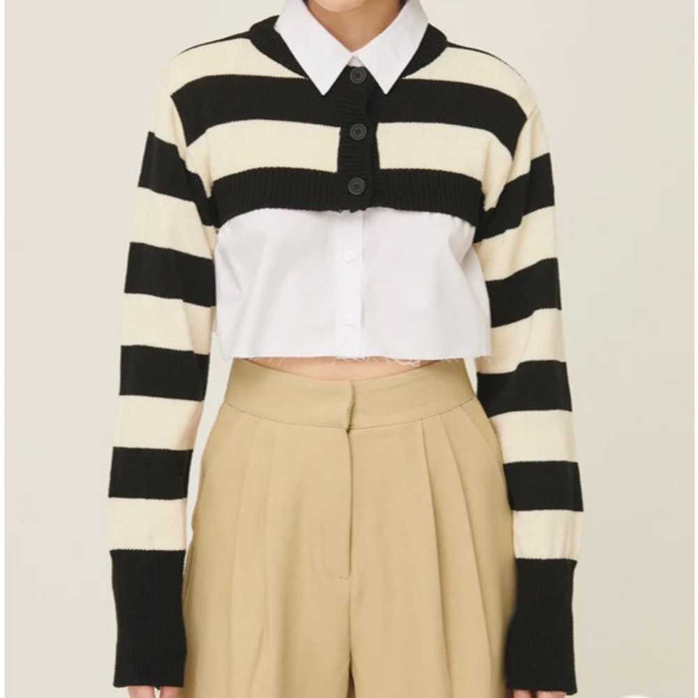 NWT! Storets Striped Cropped Cardigan - S/M